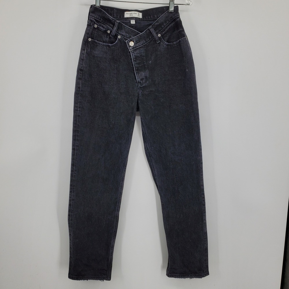 Abercrombie & Fitch Curve Love The Dad High Rise Jeans Black 25 / 0R‎ Button Fly